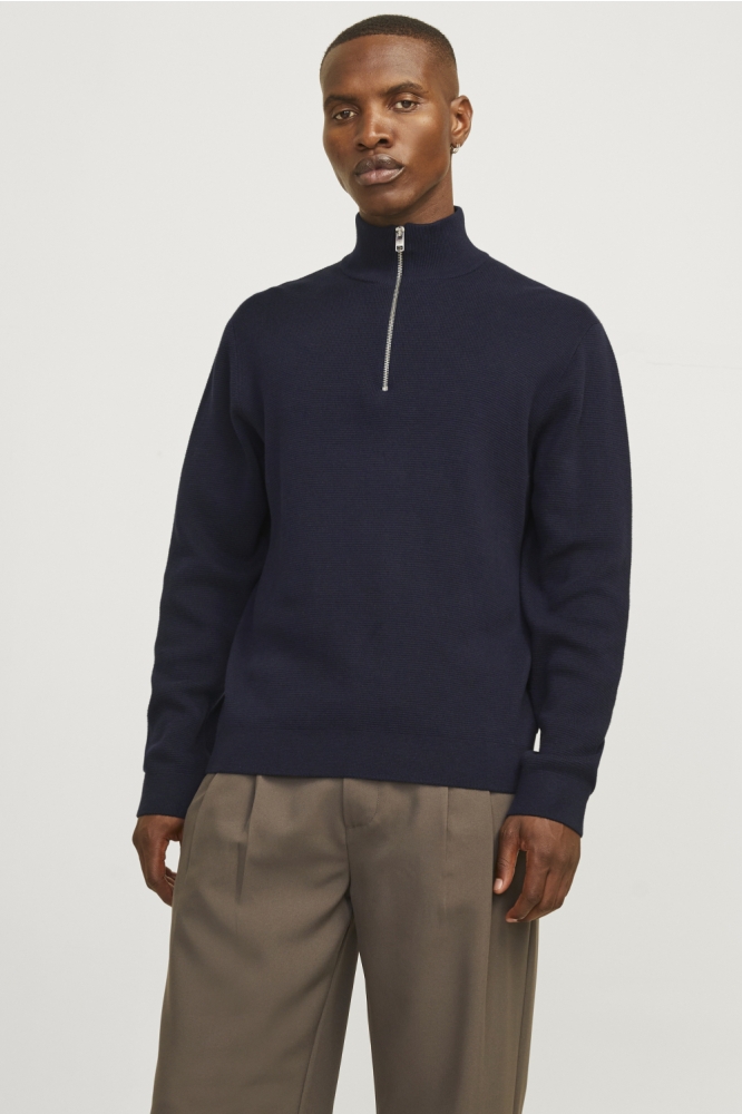 JPRBLAMILANO STITCH KNIT HALF ZIP S 12259664 NIGHT SKY